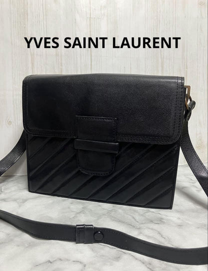 Saint Laurent Shoulder Bag Purse 2way Quilting Leather Black Authentic