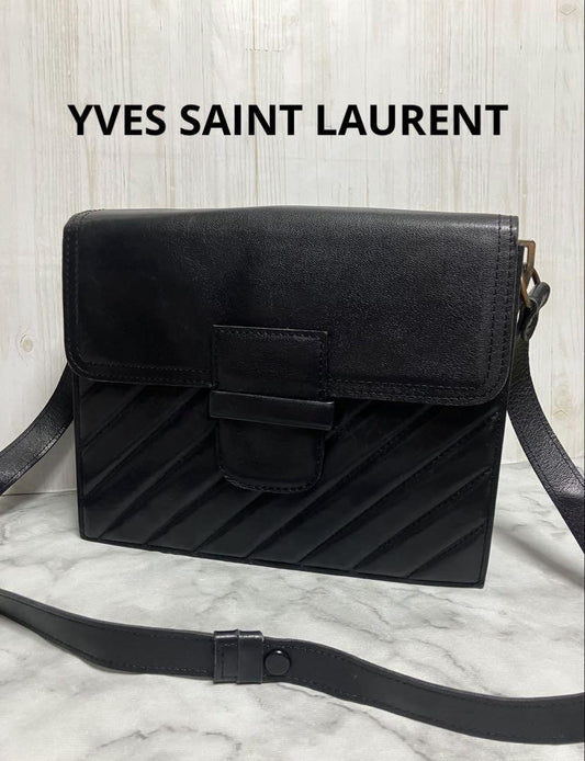 Saint Laurent Shoulder Bag Purse 2way Quilting Leather Black Authentic
