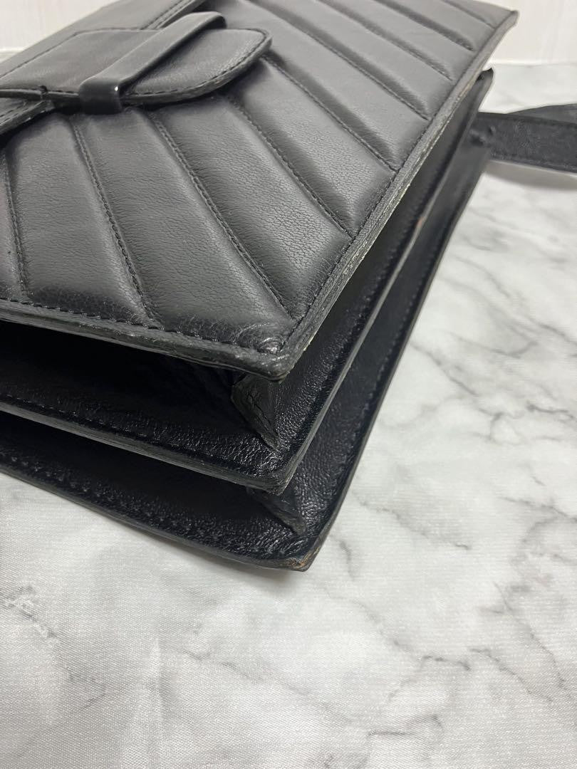 Saint Laurent Shoulder Bag Purse 2way Quilting Leather Black Authentic