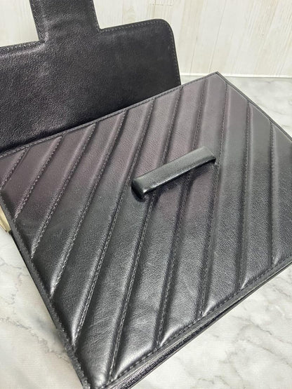 Saint Laurent Shoulder Bag Purse 2way Quilting Leather Black Authentic