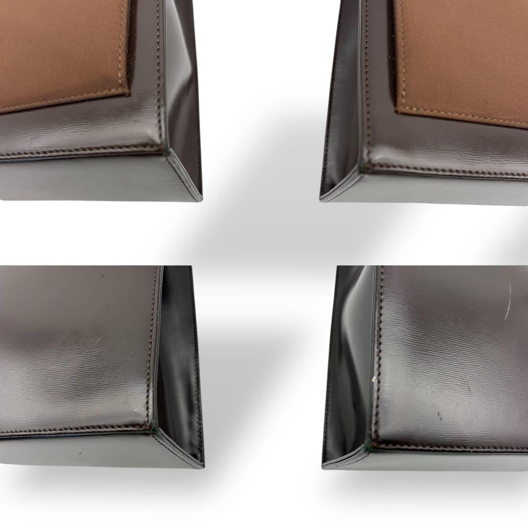 Saint Laurent Hand Bag Tote Purse Logo Leather Brown Authentic