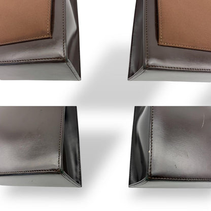 Saint Laurent Hand Bag Tote Purse Logo Leather Brown Authentic