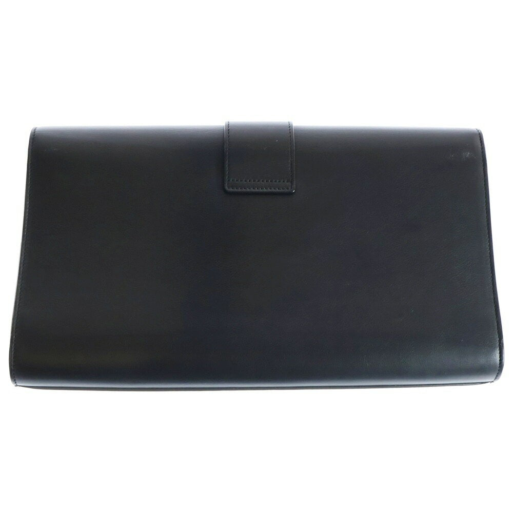Saint Laurent Clutch Bag Second Bag Y Line Leather Black Authentic