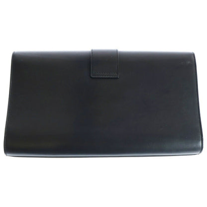 Saint Laurent Clutch Bag Second Bag Y Line Leather Black Authentic