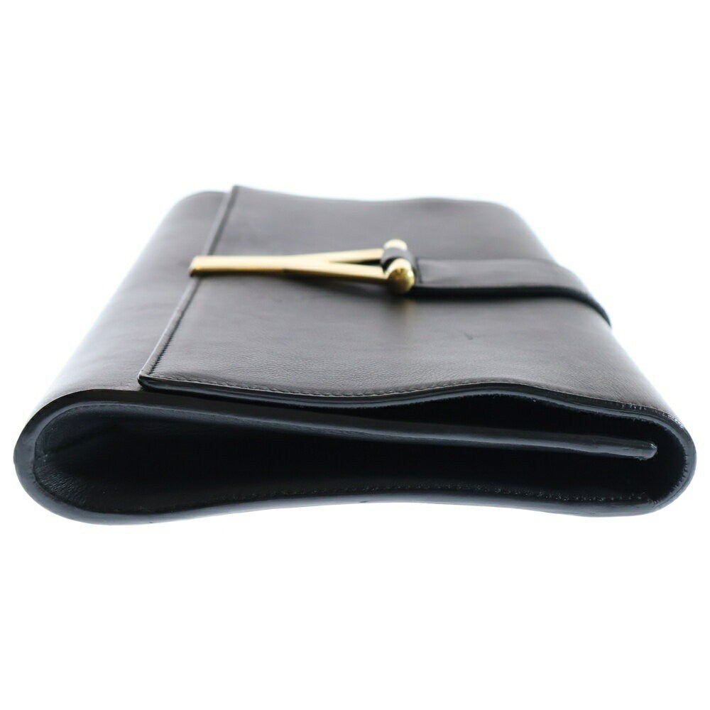 Saint Laurent Clutch Bag Second Bag Y Line Leather Black Authentic