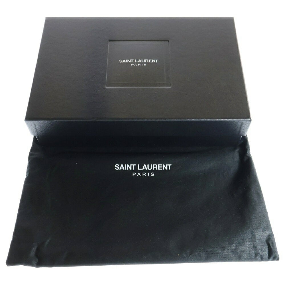 Saint Laurent Clutch Bag Second Bag Y Line Leather Black Authentic