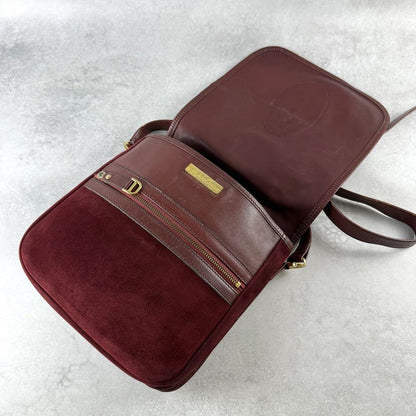 Cartier Shoulder Bag Purse Must Suede Leather Bordeaux Authentic