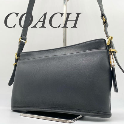 COACH Shoulder Bag Purse Old 9802 Leather Black Authentic