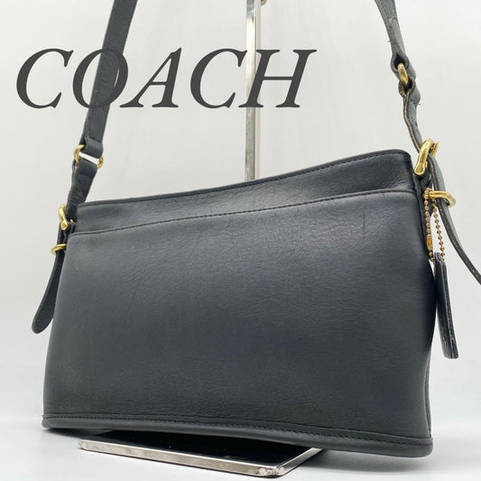 COACH Shoulder Bag Purse Old 9802 Leather Black Authentic