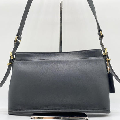 COACH Shoulder Bag Purse Old 9802 Leather Black Authentic