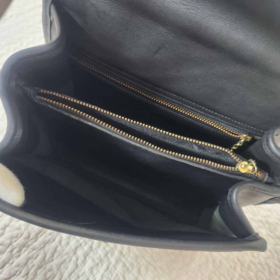 COACH Hand Bag Tote Purse Old Turn Lock Leather Black Authentic