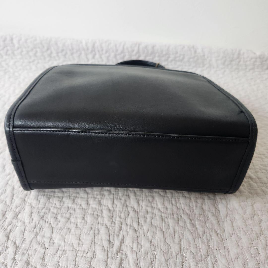 COACH Hand Bag Tote Purse Old Turn Lock Leather Black Authentic