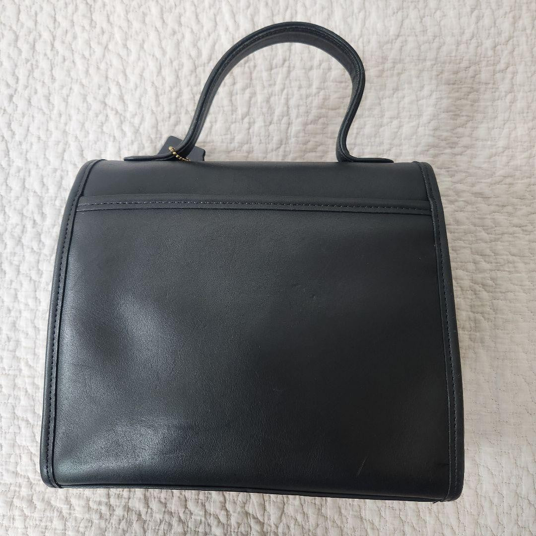 COACH Hand Bag Tote Purse Old Turn Lock Leather Black Authentic