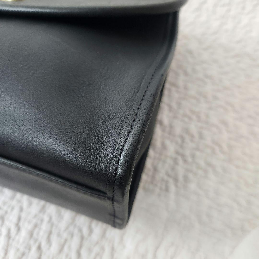 COACH Hand Bag Tote Purse Old Turn Lock Leather Black Authentic