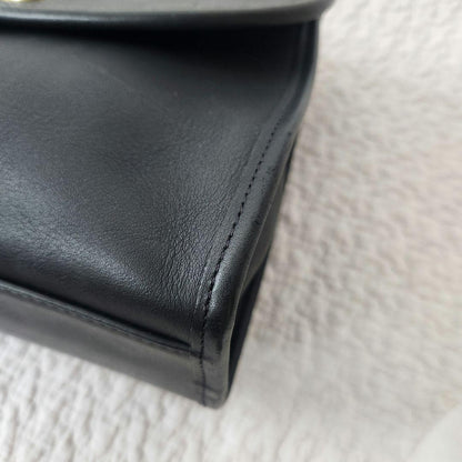 COACH Hand Bag Tote Purse Old Turn Lock Leather Black Authentic
