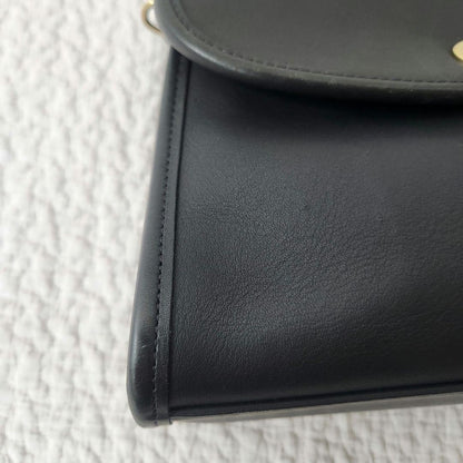 COACH Hand Bag Tote Purse Old Turn Lock Leather Black Authentic