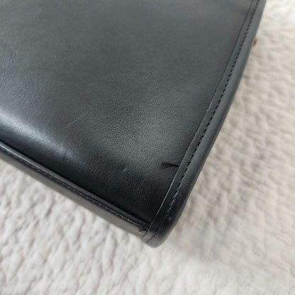 COACH Hand Bag Tote Purse Old Turn Lock Leather Black Authentic