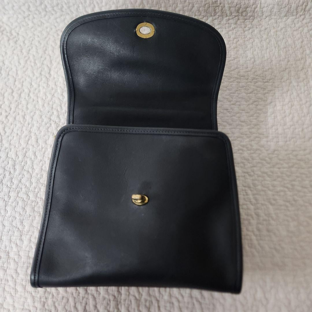 COACH Hand Bag Tote Purse Old Turn Lock Leather Black Authentic