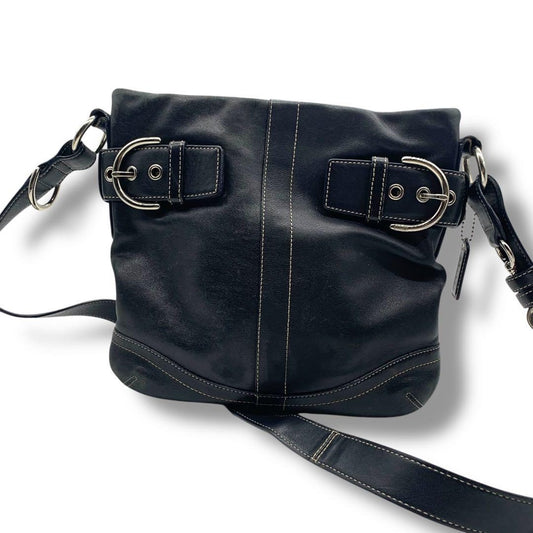 COACH Shoulder Bag Purse Leather Black Authentic