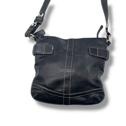 COACH Shoulder Bag Purse Leather Black Authentic