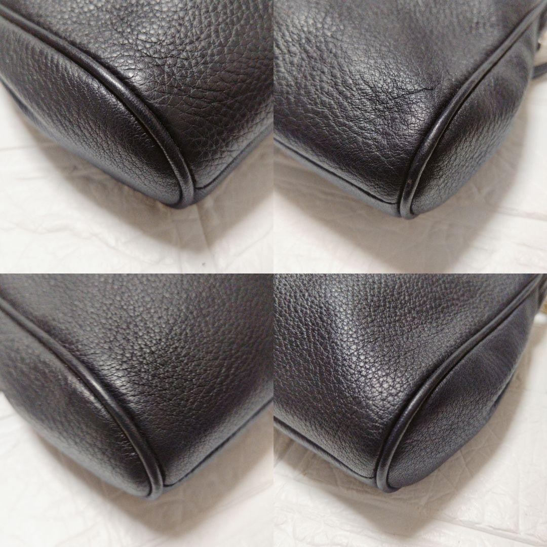 COACH Shoulder Bag Purse 2way Leather Navy Authentic