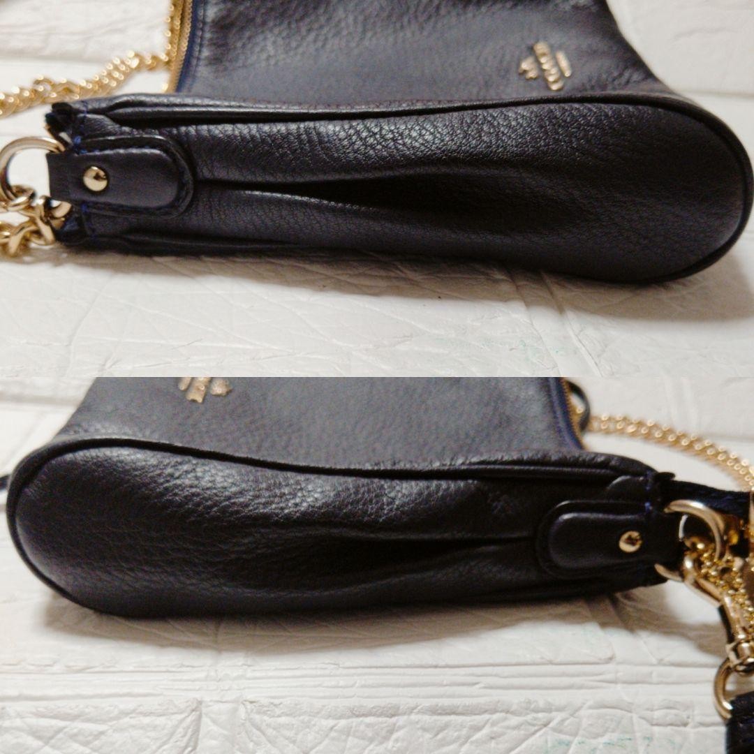 COACH Shoulder Bag Purse 2way Leather Navy Authentic