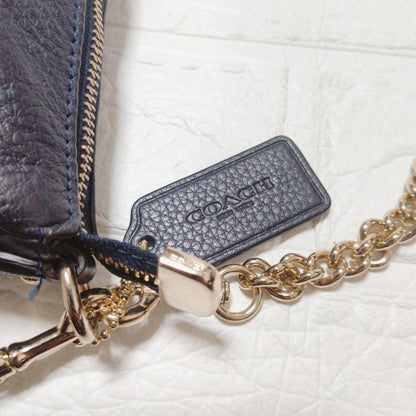 COACH Shoulder Bag Purse 2way Leather Navy Authentic