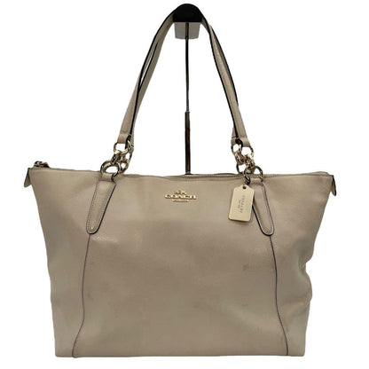 COACH Hand Bag Tote Purse Leather Beige Authentic