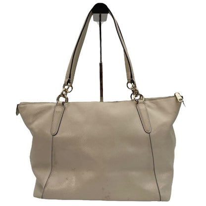 COACH Hand Bag Tote Purse Leather Beige Authentic