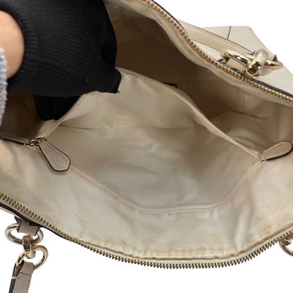 COACH Hand Bag Tote Purse Leather Beige Authentic
