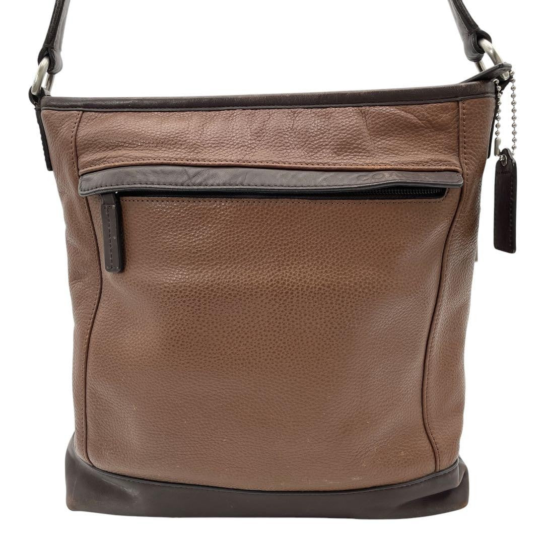 COACH Shoulder Bag Purse Leather Brown Dark Brown Authentic