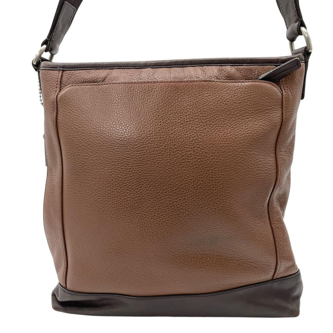 COACH Shoulder Bag Purse Leather Brown Dark Brown Authentic
