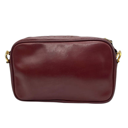 Cartier Shoulder Bag Purse Must Leather Wine Red Authentic