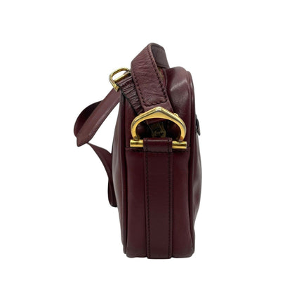 Cartier Shoulder Bag Purse Must Leather Wine Red Authentic