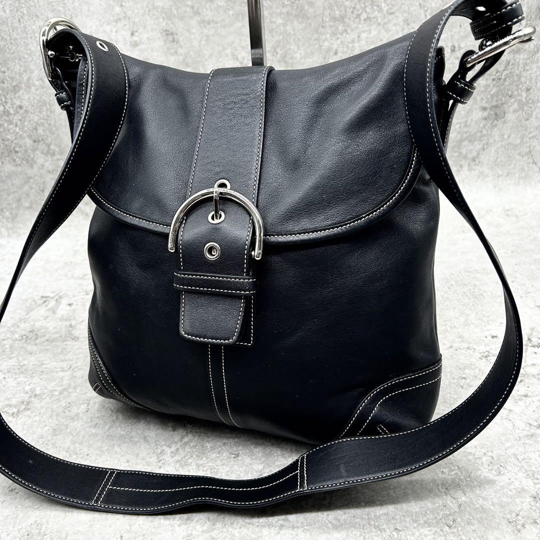 COACH Shoulder Bag Purse Soho Leather Black Authentic