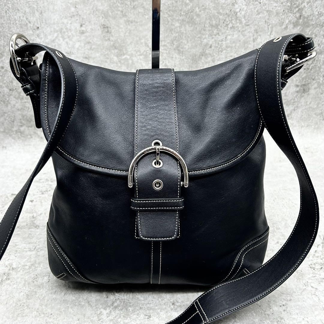 COACH Shoulder Bag Purse Soho Leather Black Authentic