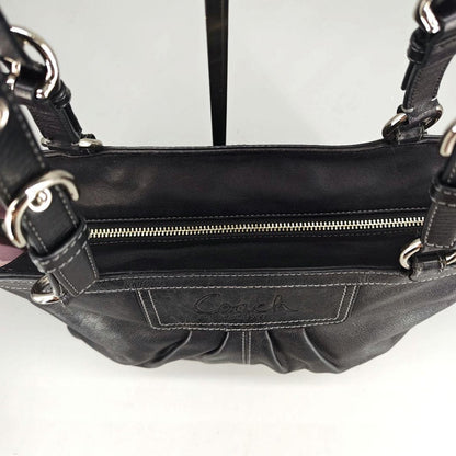 COACH Hand Bag Tote Purse Turn Lock Leather Black Authentic