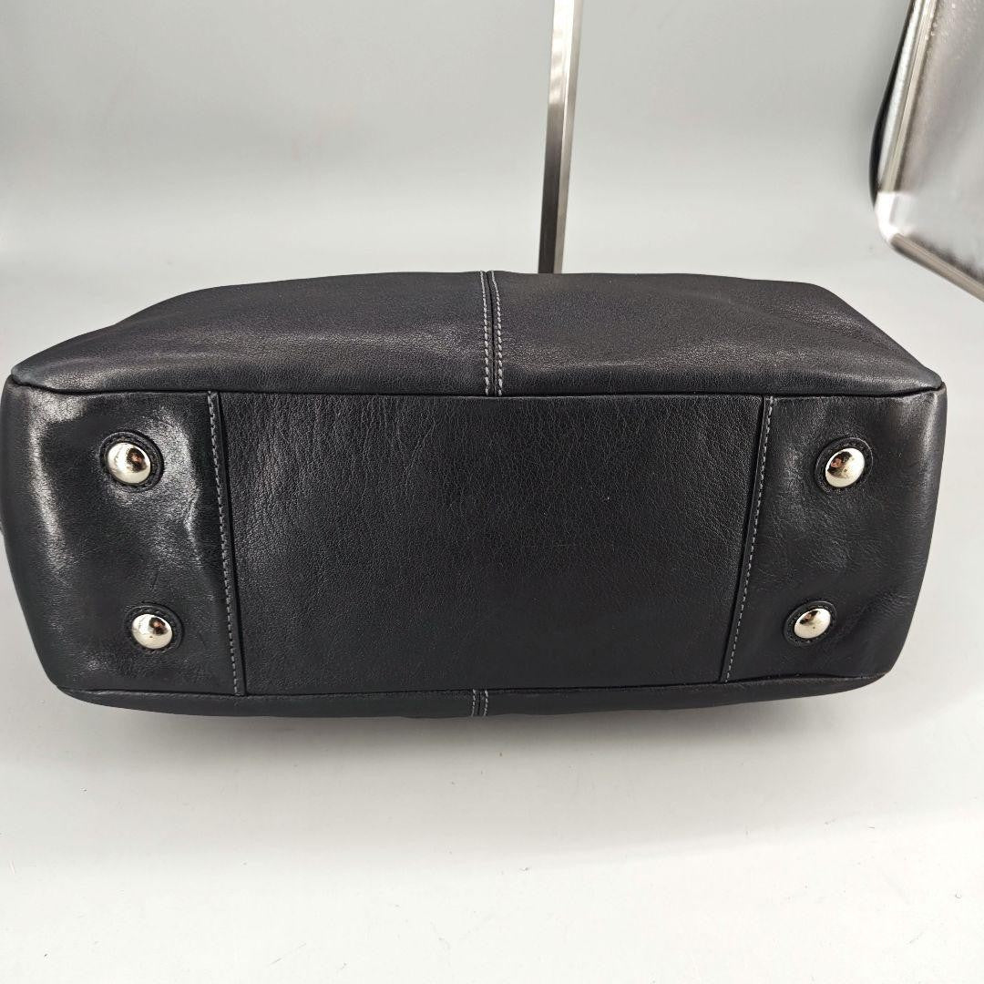 COACH Hand Bag Tote Purse Turn Lock Leather Black Authentic