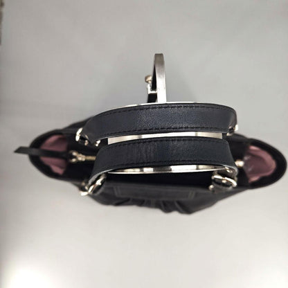 COACH Hand Bag Tote Purse Turn Lock Leather Black Authentic