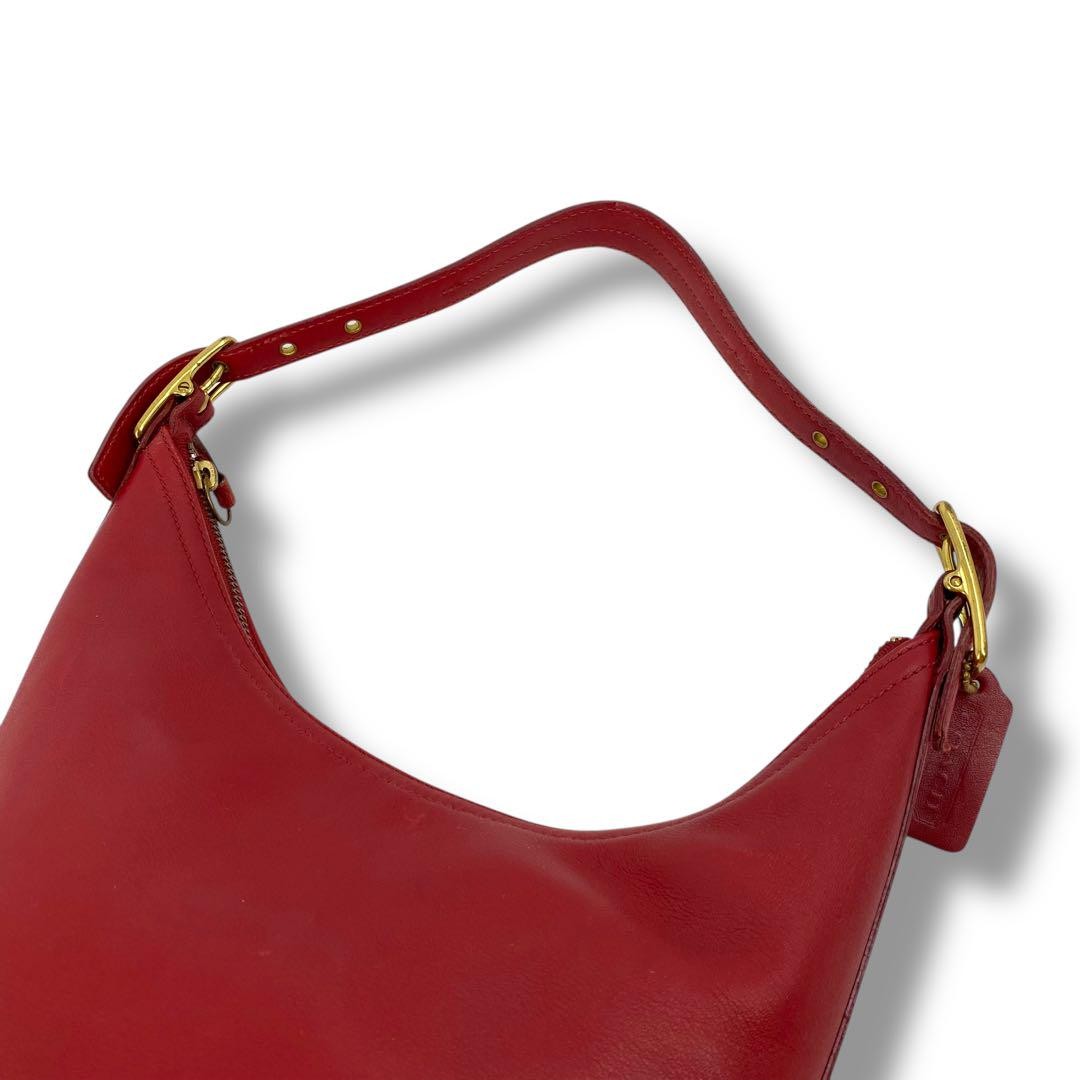 COACH Shoulder Bag Purse Old 9823 Leather Red Authentic