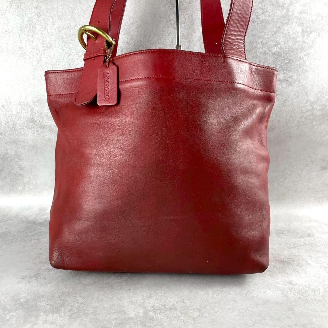 COACH Hand Bag Tote Purse Old 4140 Leather Red Authentic