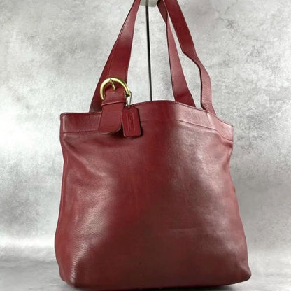COACH Hand Bag Tote Purse Old 4140 Leather Red Authentic