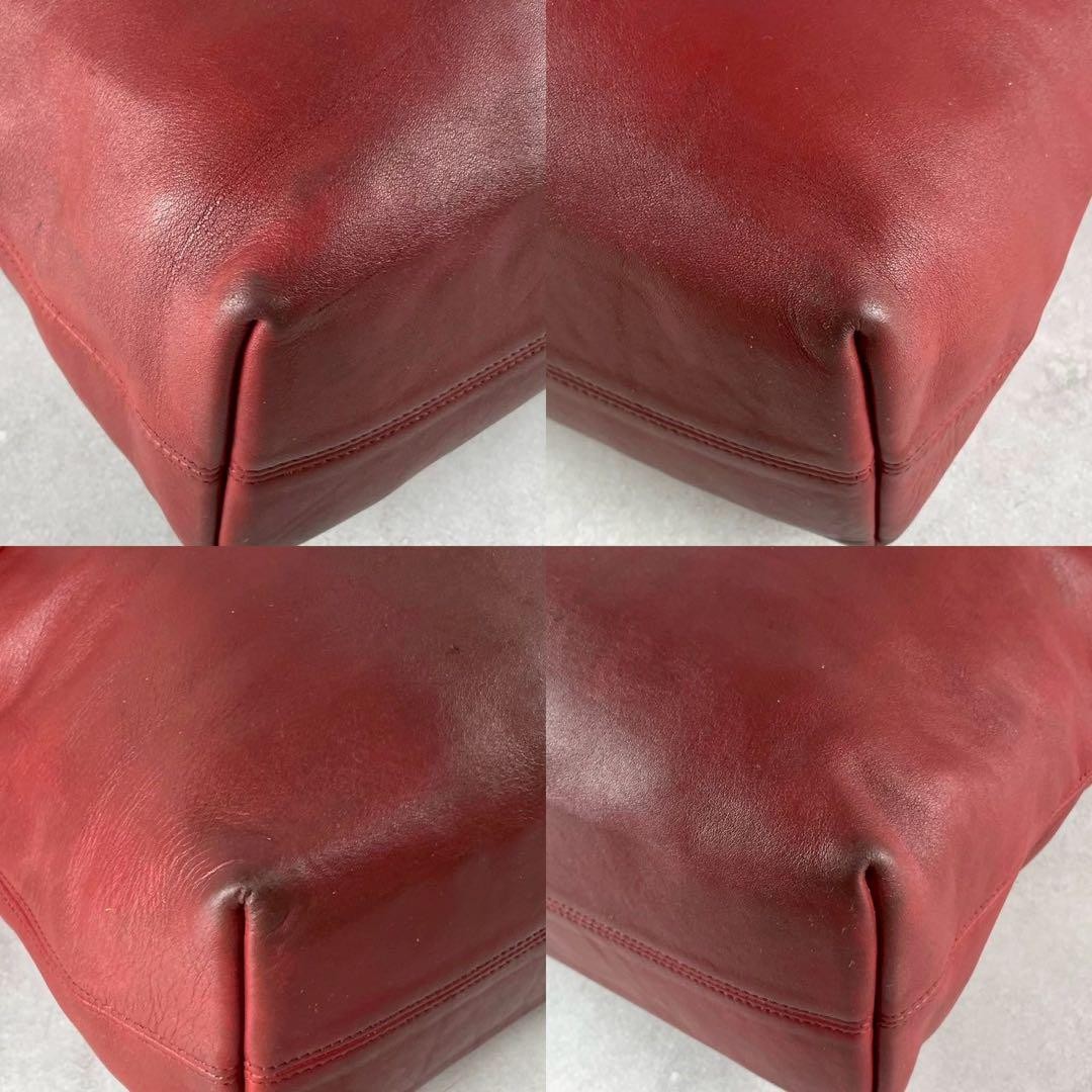 COACH Hand Bag Tote Purse Old 4140 Leather Red Authentic