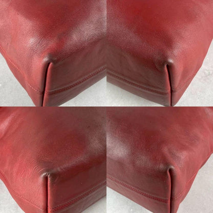 COACH Hand Bag Tote Purse Old 4140 Leather Red Authentic