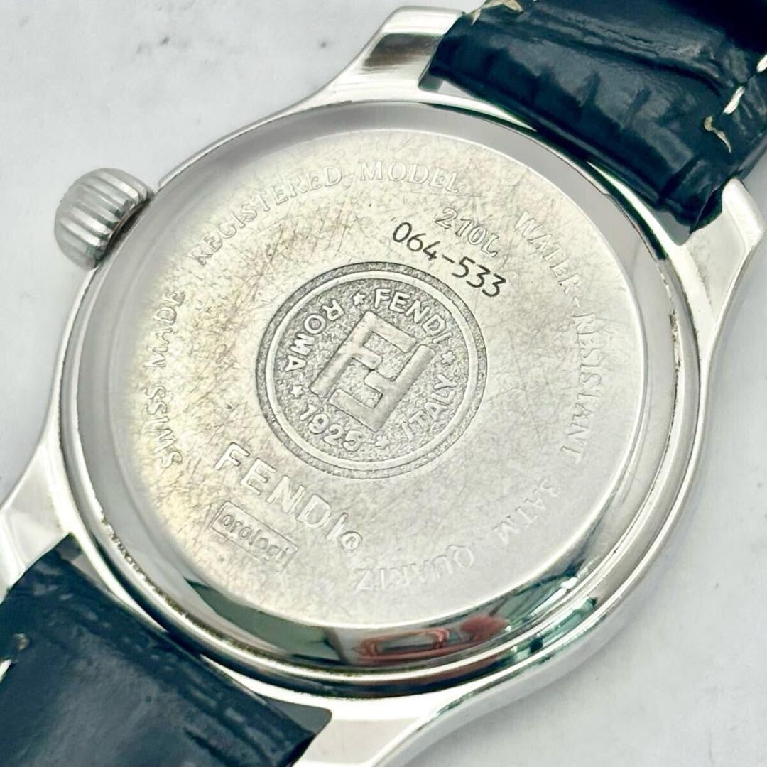 FENDI 210L Quartz Watch Wristwatch FF Logo Black Silver Women's Authentic