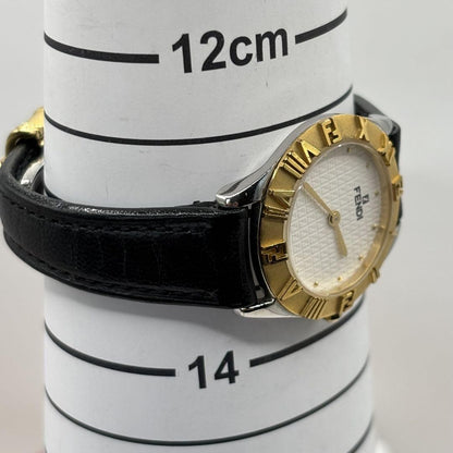 FENDI 2000L Quartz Watch Wristwatch FF Zucca Logo Gold Black Women's Authentic