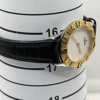 FENDI 2000L Quartz Watch Wristwatch FF Zucca Logo Gold Black Women's Authentic