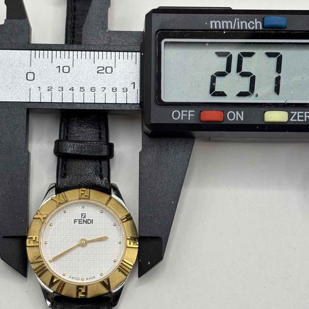FENDI 2000L Quartz Watch Wristwatch FF Zucca Logo Gold Black Women's Authentic