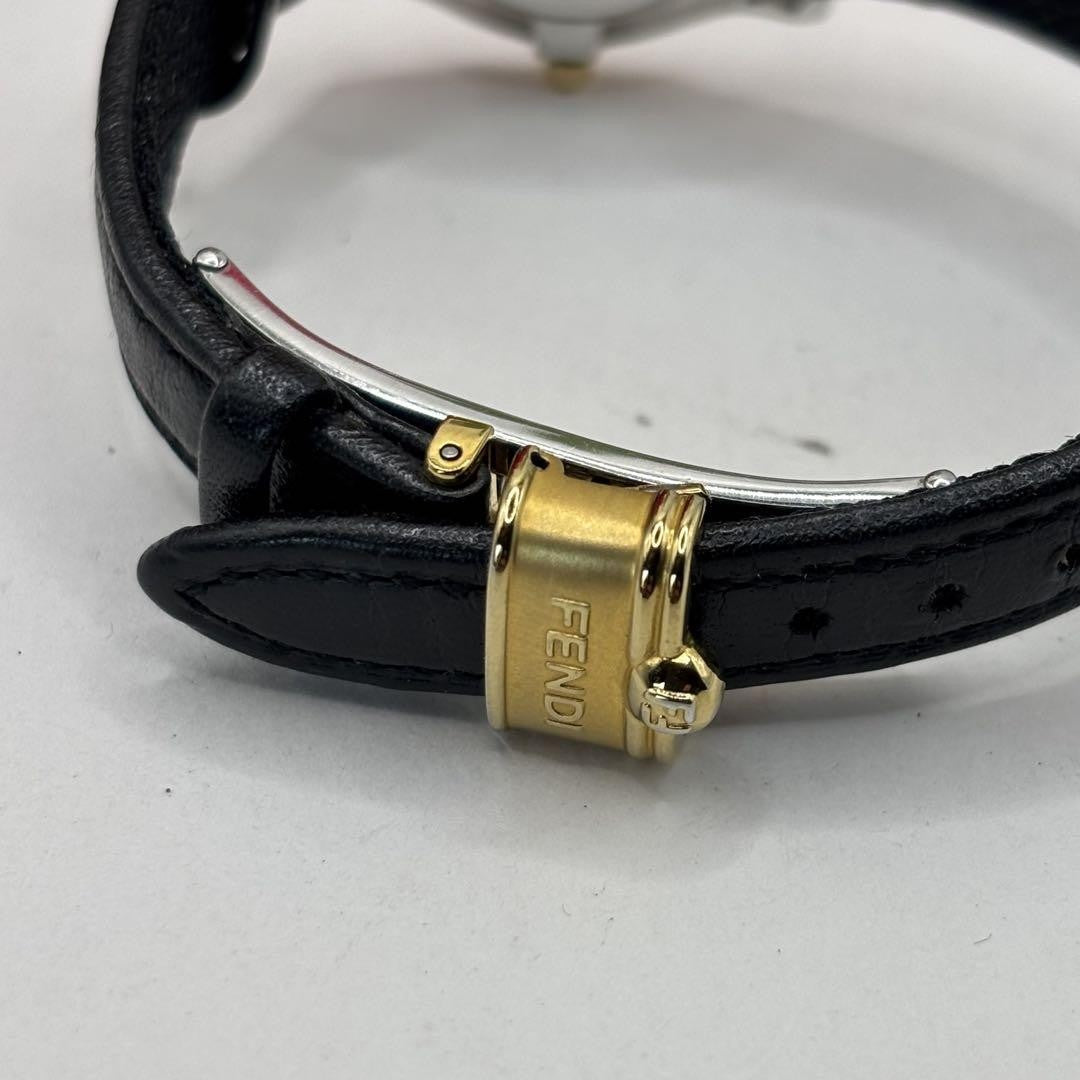 FENDI 2000L Quartz Watch Wristwatch FF Zucca Logo Gold Black Women's Authentic
