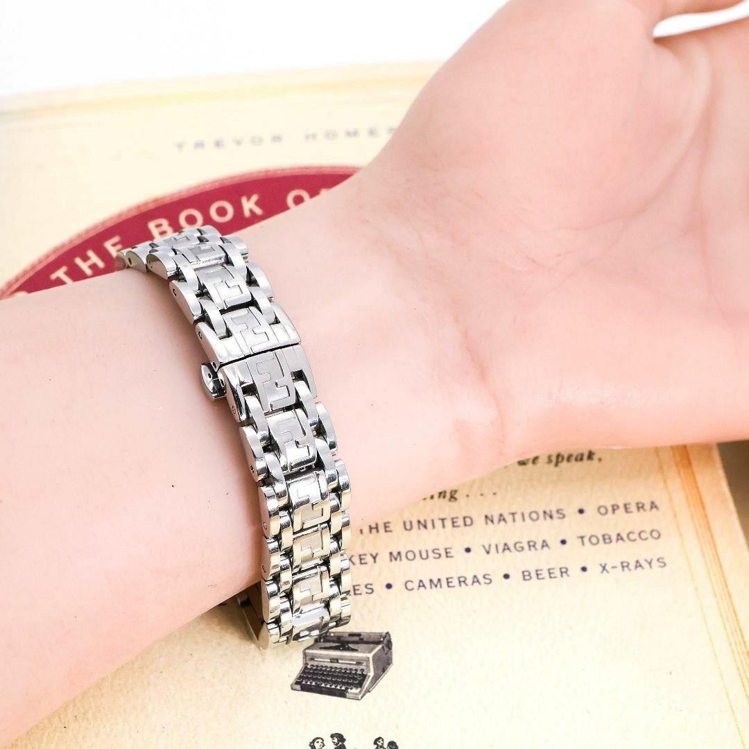 FENDI 750L Watch Wristwatch FF Zucca Logo Black Silver Women's Authentic